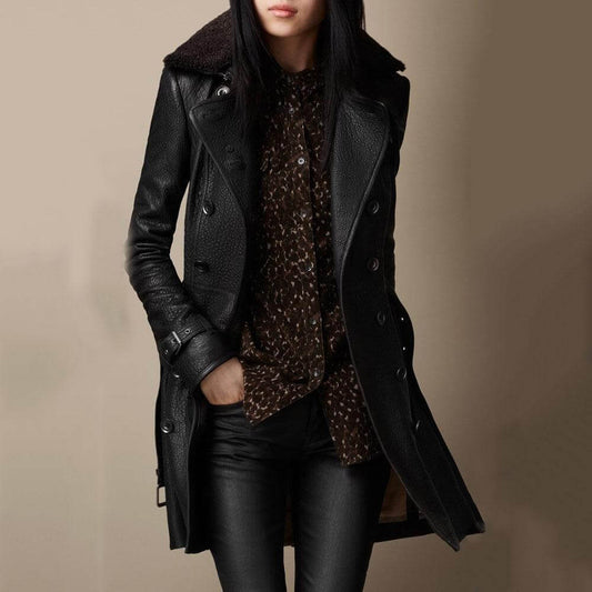 Sophie/ Elegant Leather Trenchcoat