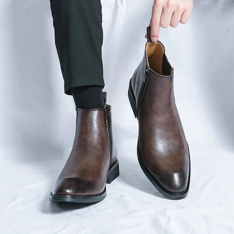 JAMES | ZIP-UP LEATHER CHELSEA BOOTS